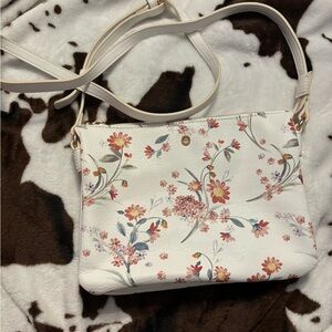 LC Lauren Conrad White & Floral Crossbody Bag